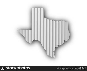 Map of Texas on corrugated iron