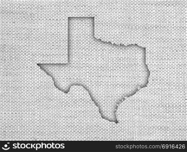 Map of Texas on old linen
