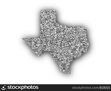 Map of Texas on poppy seeds