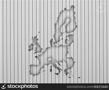 Map of the EU on corrugated iron