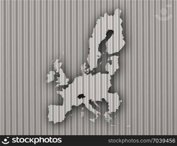 Map of the EU on corrugated iron