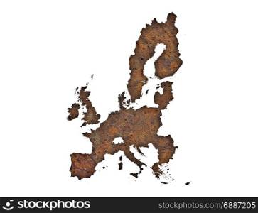 Map of the EU on rusty metal