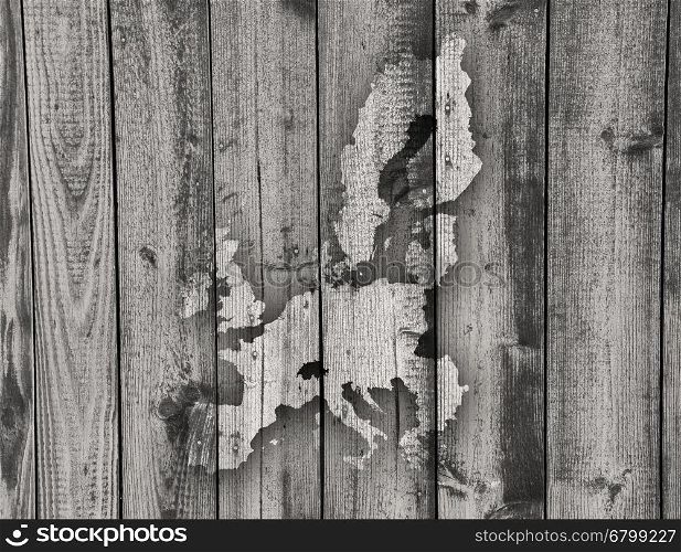 Map of the EU on weathered wood