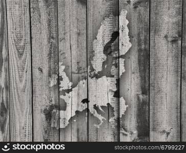 Map of the EU on weathered wood