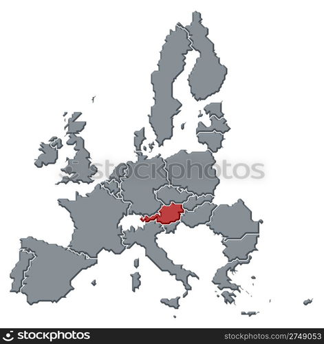 Map of the European Union, Austria highlighted. Political map of the ...