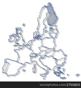 Map of the European Union, Finland highlighted. Political map of the European Union with the several states where Finland is highlighted.