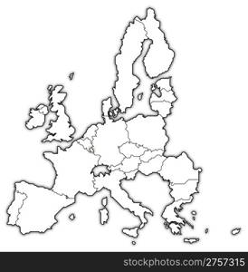 Map of the European Union, Luxembourg highlighted. Political map of the European Union with the several states where Luxembourg is highlighted.