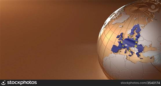 Map of the European Union on Earth. 3d
