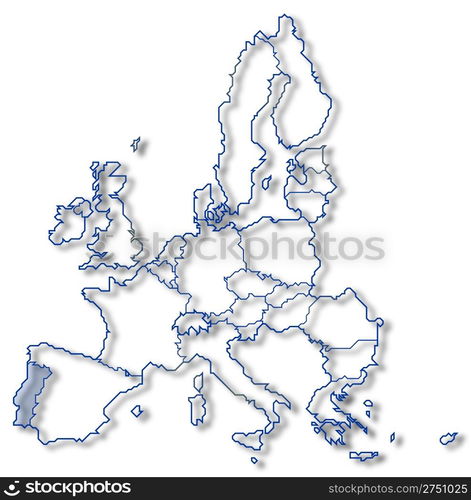 Map of the European Union, Portugal highlighted. Political map of the