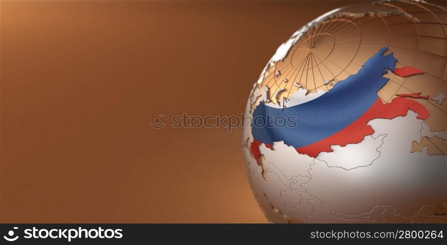 Map of the Russia on Earth in the national colors. 3d