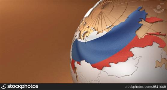 Map of the Russia on Earth in the national colors. 3d