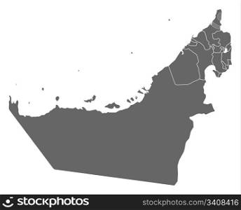 Map of the United Arab Emirates. Political map of the United Arab Emirates with the several emerats.