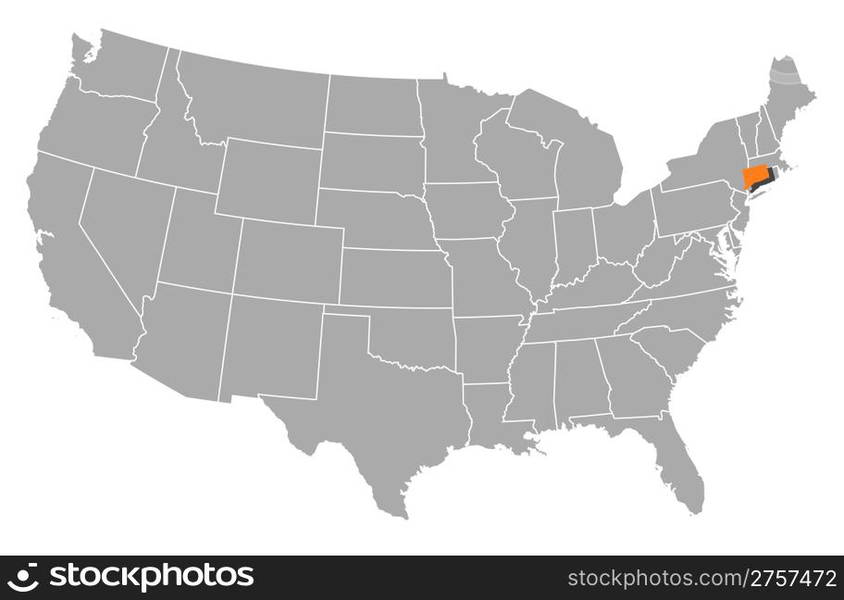 Map of the United States, Massachusetts highlighted. Political map of ...