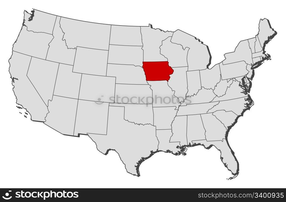 Map Of The United States Iowa Highlighted Political Map Of United Map Of The United States Iowa Highlighted Political Map Of United States 3400935