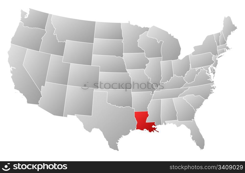 Map Of The United States Louisiana Highlighted Political Map Of Map Of The United States Louisiana Highlighted Political Map Of United States 3409029 