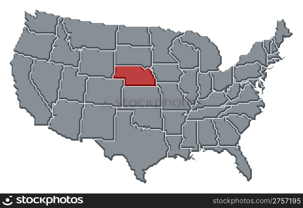 Map Of The United States Oklahoma Highlighted Political Map Of United Map Of The United States Nebraska Highlighted Political Map Of United States 2757195