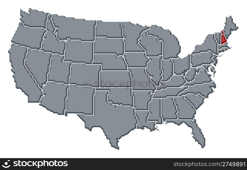 Map Of The United States Massachusetts Highlighted Political Map Of Map Of The United States New Hampshire Highlighted 2749891