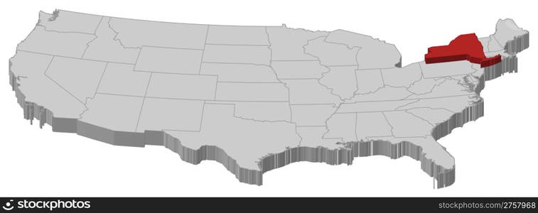 Map of the United States, Wisconsin highlighted. Political map of ...