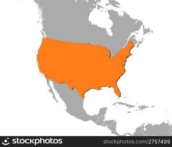 Map of the United States. Political map of the United States with the several states.