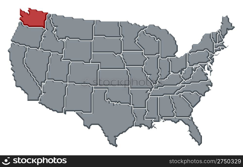 Map Of The United States Oregon Highlighted Political Map Of United Map Of The United States Washington Highlighted Political Map Of United States 2750329