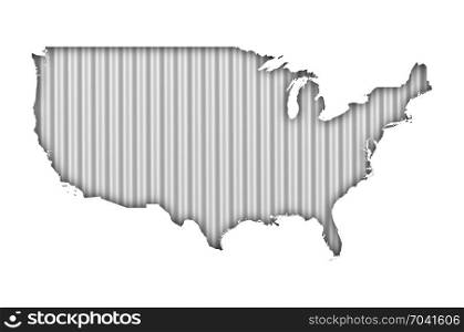 Map of the USA on corrugated iron