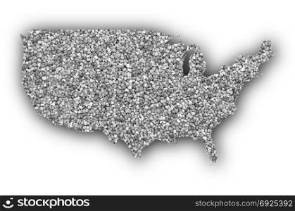 Map of the USA on poppy seeds
