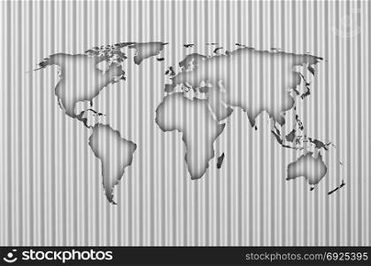 Map of the world on corrugated iron