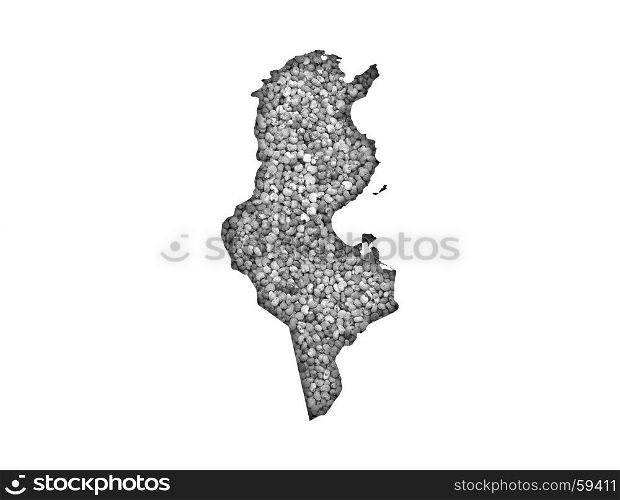 Map of Tunisia on poppy seeds