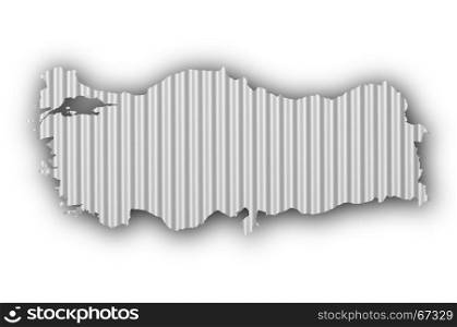 Map of Turkey on corrugated iron