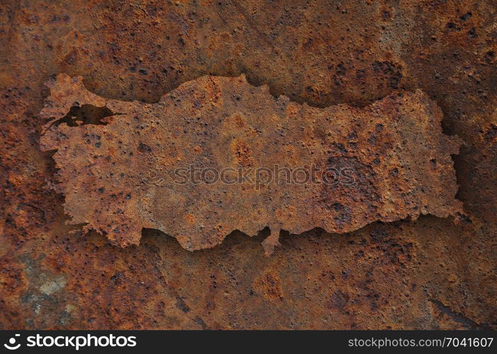 Map of Turkey on rusty metal