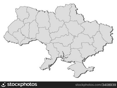 Map of Ukraine. Political map of Ukraine with the several oblasts.