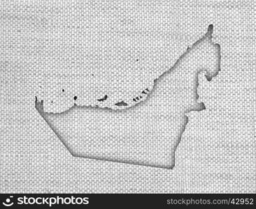 Map of United Arab Emirates on old linen