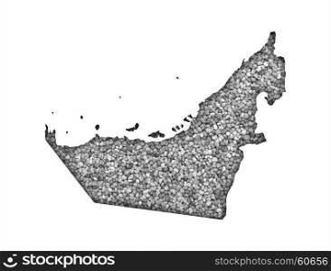 Map of United Arab Emirates on poppy seeds