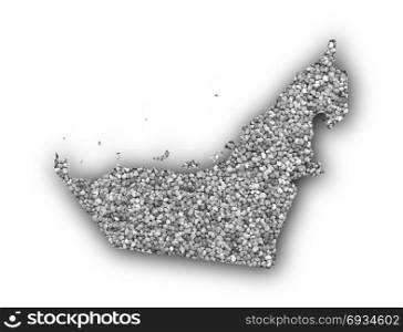 Map of United Arab Emirates on poppy seeds