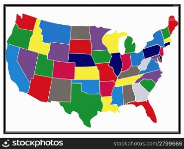 Map of USA states. 3d