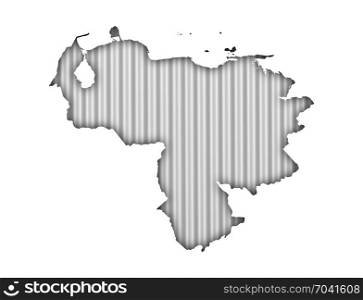 Map of Venezuela on corrugated iron