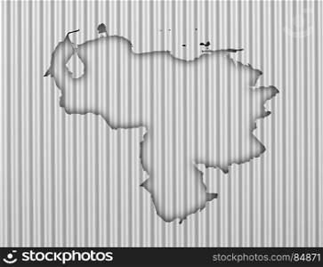 Map of Venezuela on corrugated iron