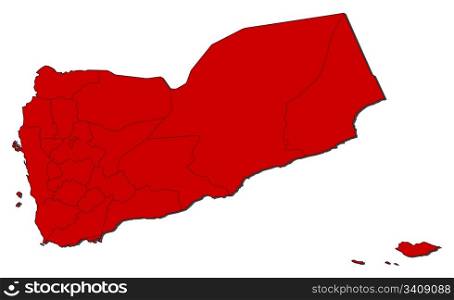 Map of Yemen. Political map of Yemen with the several governorates.