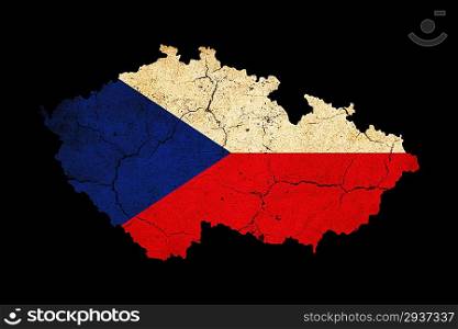 Map outline of Czech Republic with flag insert grunge effect