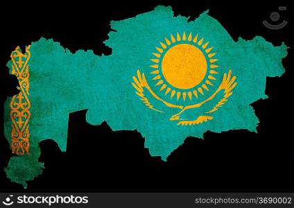Map outline of Kazakhstan with flag insert grunge effect