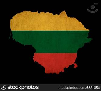 Map outline of Lithuania with flag insert grunge effect
