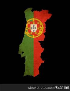 Map outline of Portugal with flag insert grunge effect