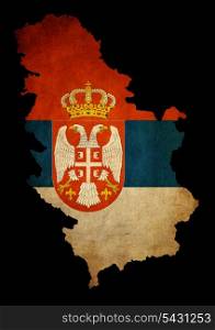 Map outline of Serbia with flag insert grunge effect