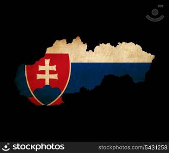 Map outline of Slovakia with flag insert grunge effect