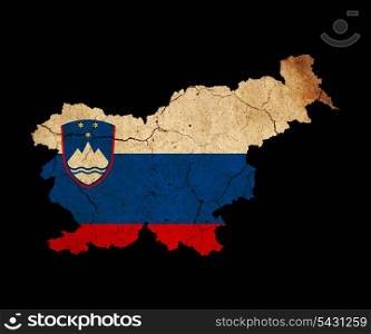 Map outline of Slovenia with flag insert grunge effect