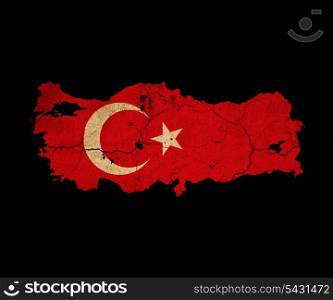Map outline of Turkey with flag insert grunge effect