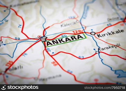 Map Photography: Ankara City on a Road Map
