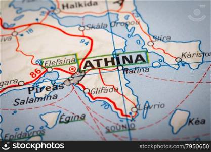 Map Photography: Athina City on a Road Map
