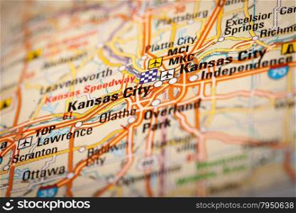 Map Photography: Kansas City on a Road Map