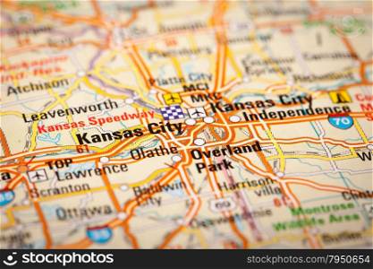 Map Photography: Kansas City on a Road Map